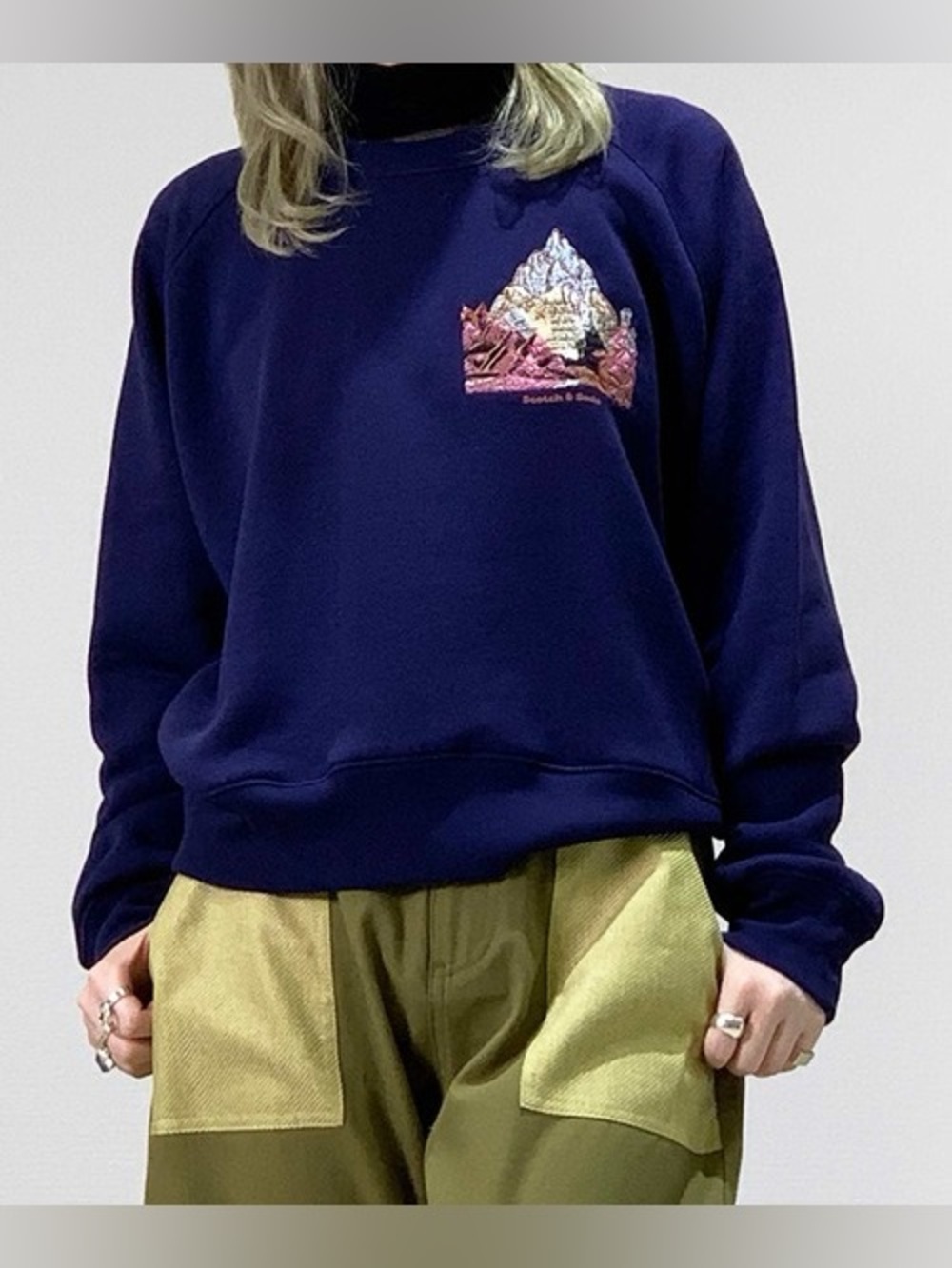 SCOTCH & SODA Embroidered Crewneck Sweatshirt Navy Size XL - Picture 2 of 11
